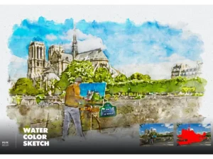 watercolor sketch photoshop action3