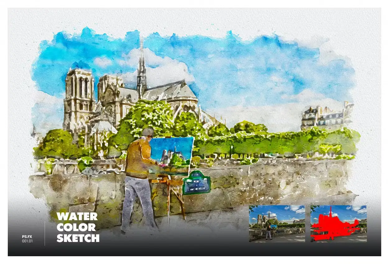 Watercolor Sketch Photoshop Action