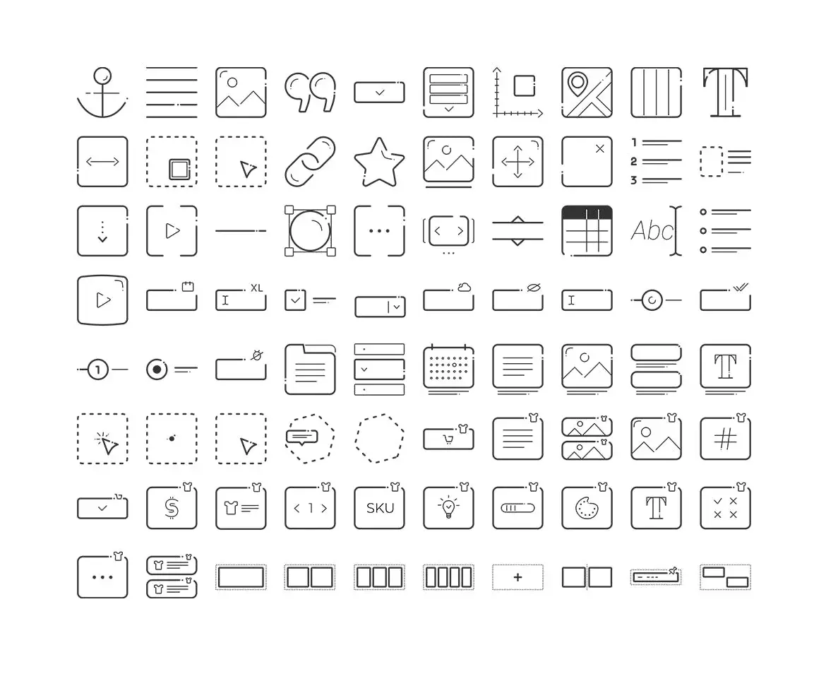 Website Page Builder Icon Pack – 80 Vector Icons