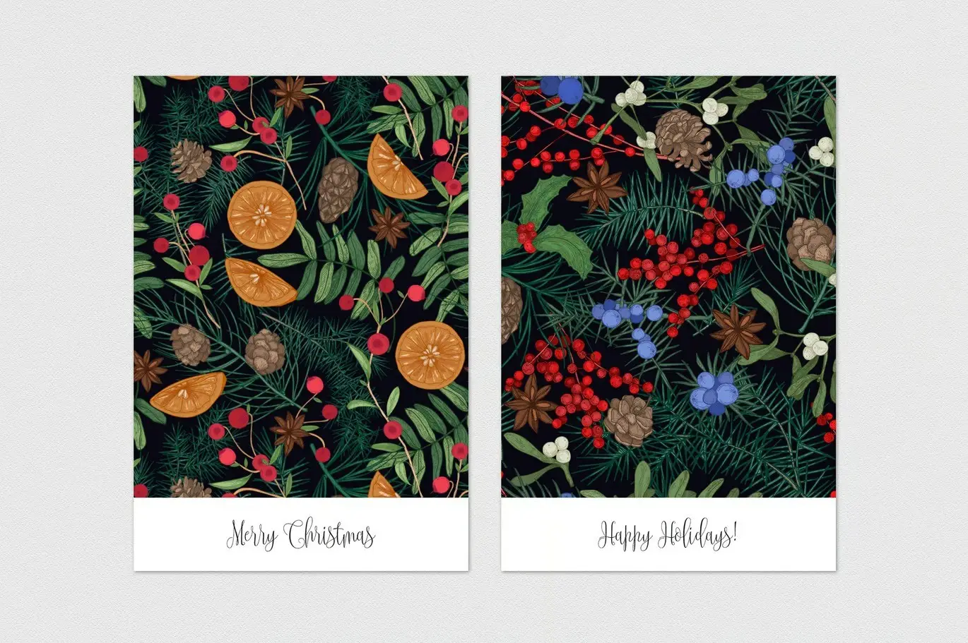 Winter plants, hand drawn set + seamless patterns 7 winter plants hand drawn set seamless patterns05