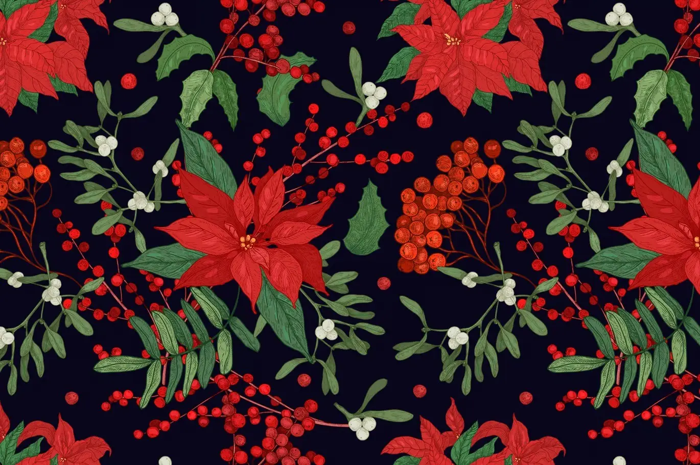 Winter plants, hand drawn set + seamless patterns 5 winter plants hand drawn set seamless patterns08