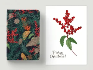 winter plants hand drawn set seamless patterns09