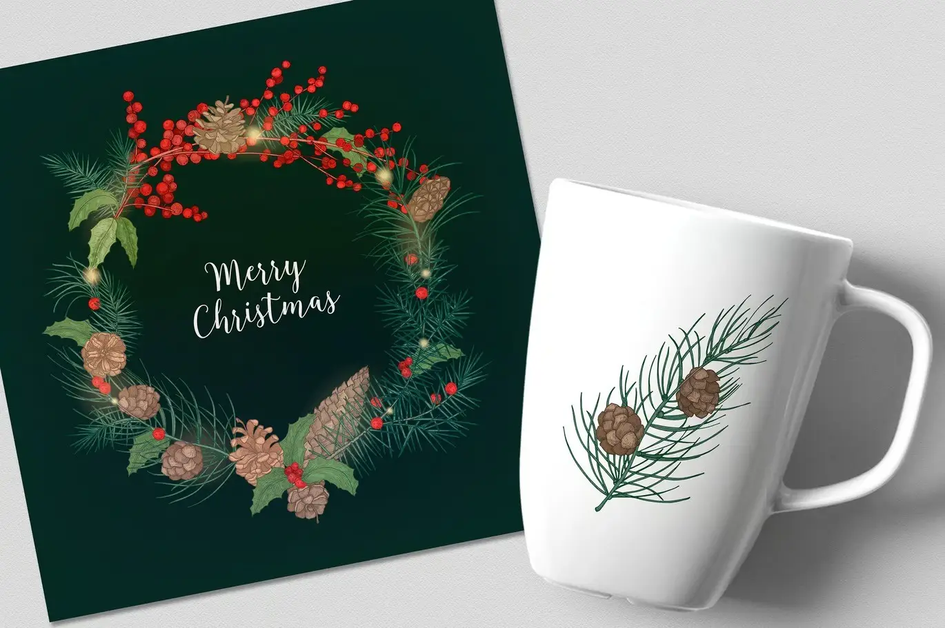 Winter plants, hand drawn set + seamless patterns 3 winter plants hand drawn set seamless patterns11