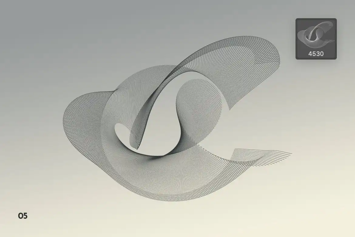 Wireframe Wavy Objects Photoshop Brushes