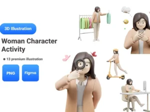 woman activity 3d character illustration1