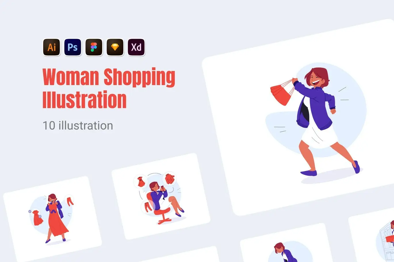 Woman Shopping Illustration