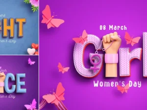 womens day text effect set2