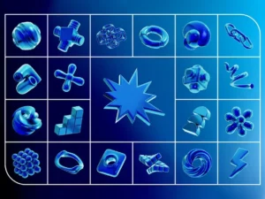 y2k geometric shape 3d icon set2