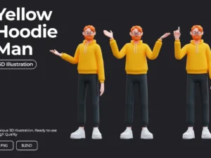 yellow hoodie man 3d character1