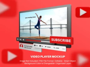 youtube media player mockup in 3d style1