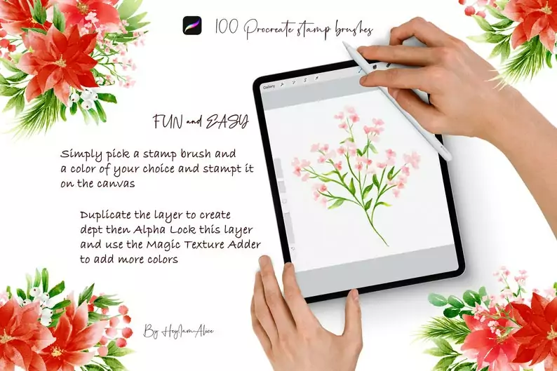 100 Floral Procreate Stamp Brushes Vol. 15 5 100 floral procreate stamp brushes vol153