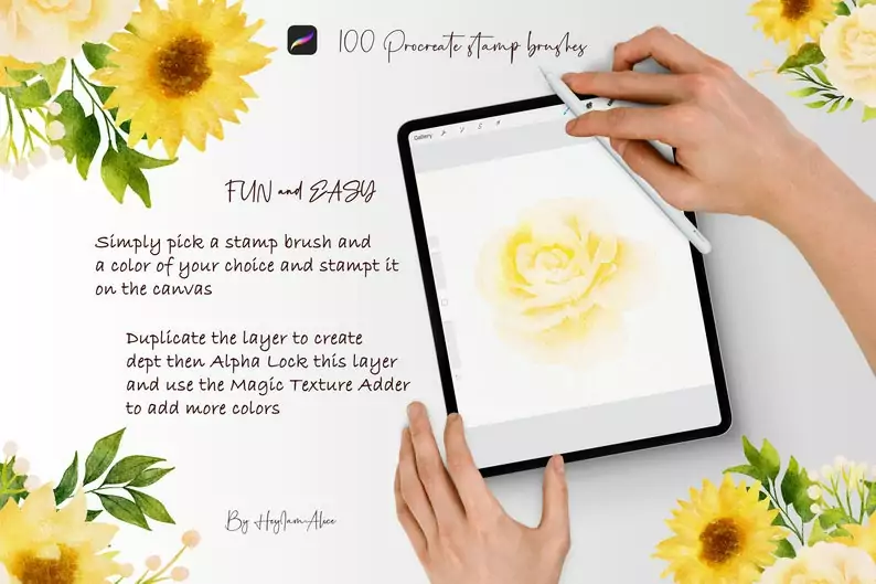 100 Floral Procreate Stamp Brushes Vol. 3 5 100 floral procreate stamp brushes vol33