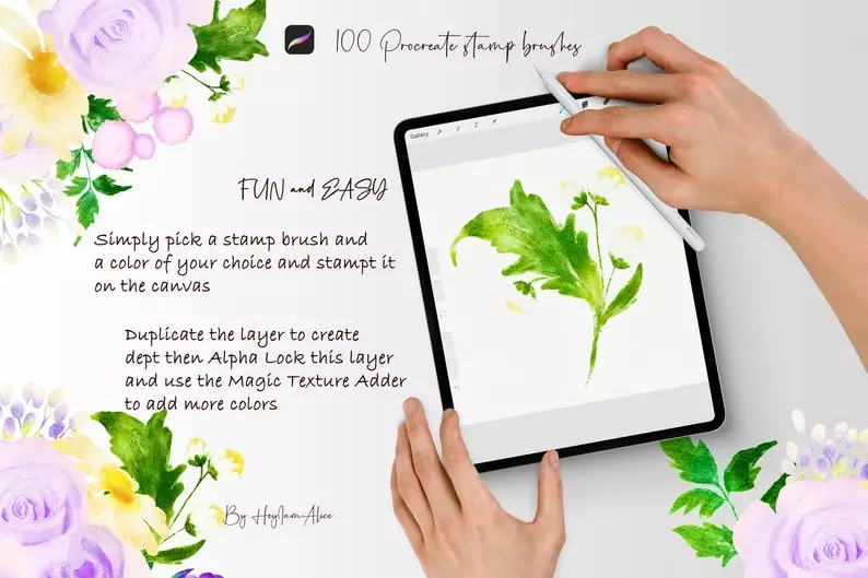 100 Floral Procreate Stamp Brushes Vol. 4 5 100 floral procreate stamp brushes vol43
