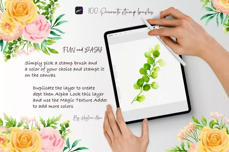 100 Floral Procreate Stamp Brushes Vol.6 5 100 floral procreate stamp brushes vol63