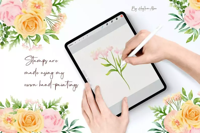 100 Floral Procreate Stamp Brushes Vol.6 6 100 floral procreate stamp brushes vol64