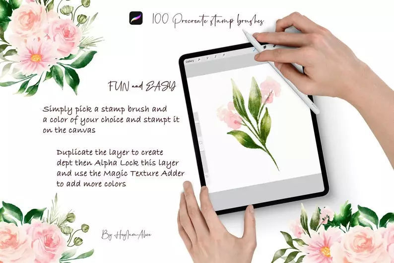 100 Floral Procreate Stamp Brushes Vol. 8 5 100 floral procreate stamp brushes vol83