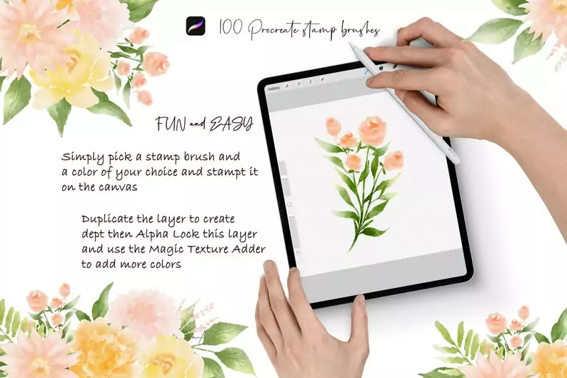 100 Floral Procreate Stamp Brushes Vol. 9 5 100 floral procreate stamp brushes vol93