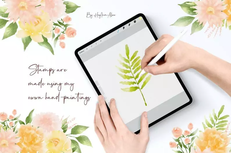 100 Floral Procreate Stamp Brushes Vol. 9 7 100 floral procreate stamp brushes vol95