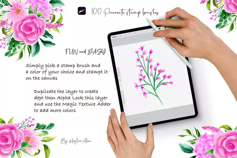 100 Floral Procreate Stamp Brushes Vol. 16 5 100floral procreate stamp brushes vol163