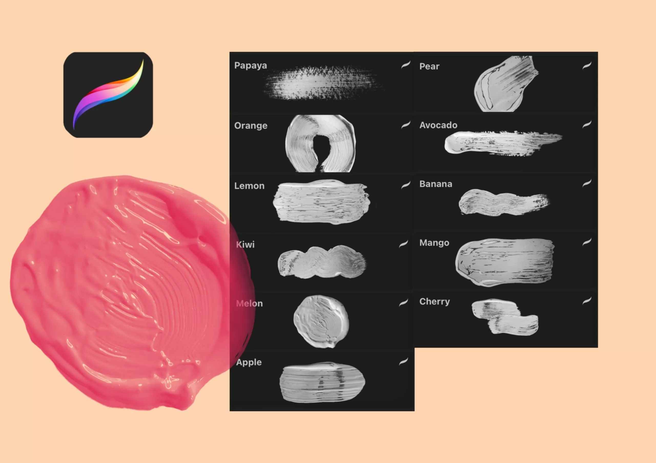 11 thick paint stroke stamps procreate2