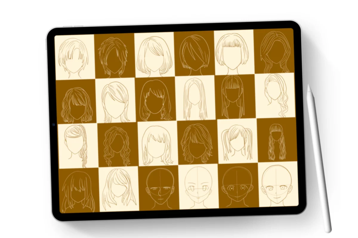 36 Anime Hair Stamps 2 36 anime hair stamps2
