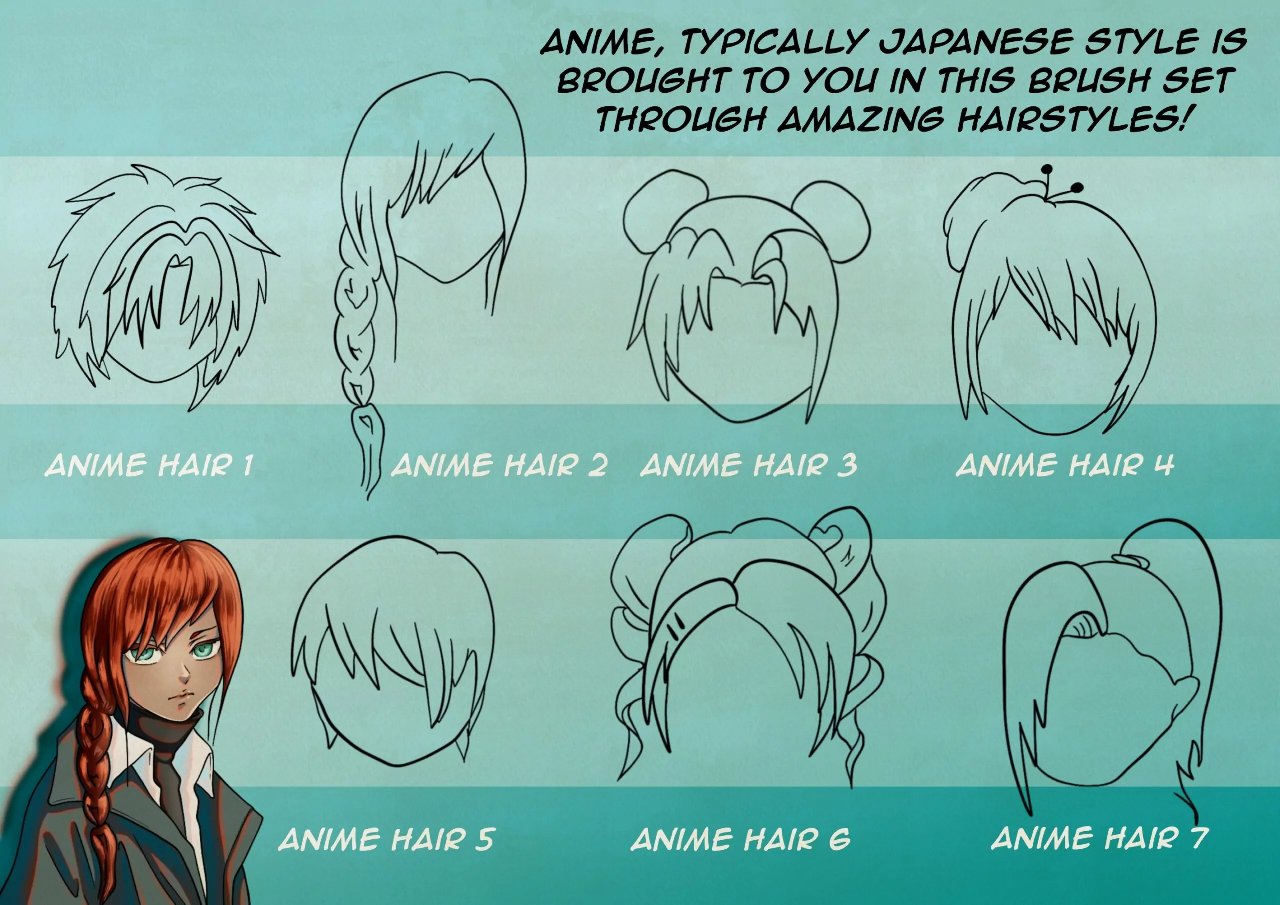 Anime Hair Brush Pack 3 anime hair brush pack2