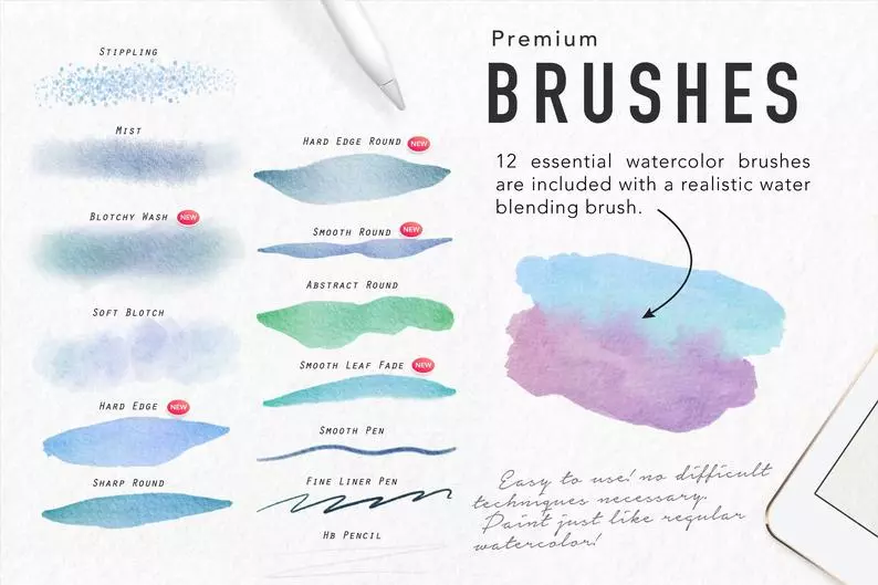 Amazing Watercolor Painting Kit for Procreate 6 amazing watercolor painting kit5