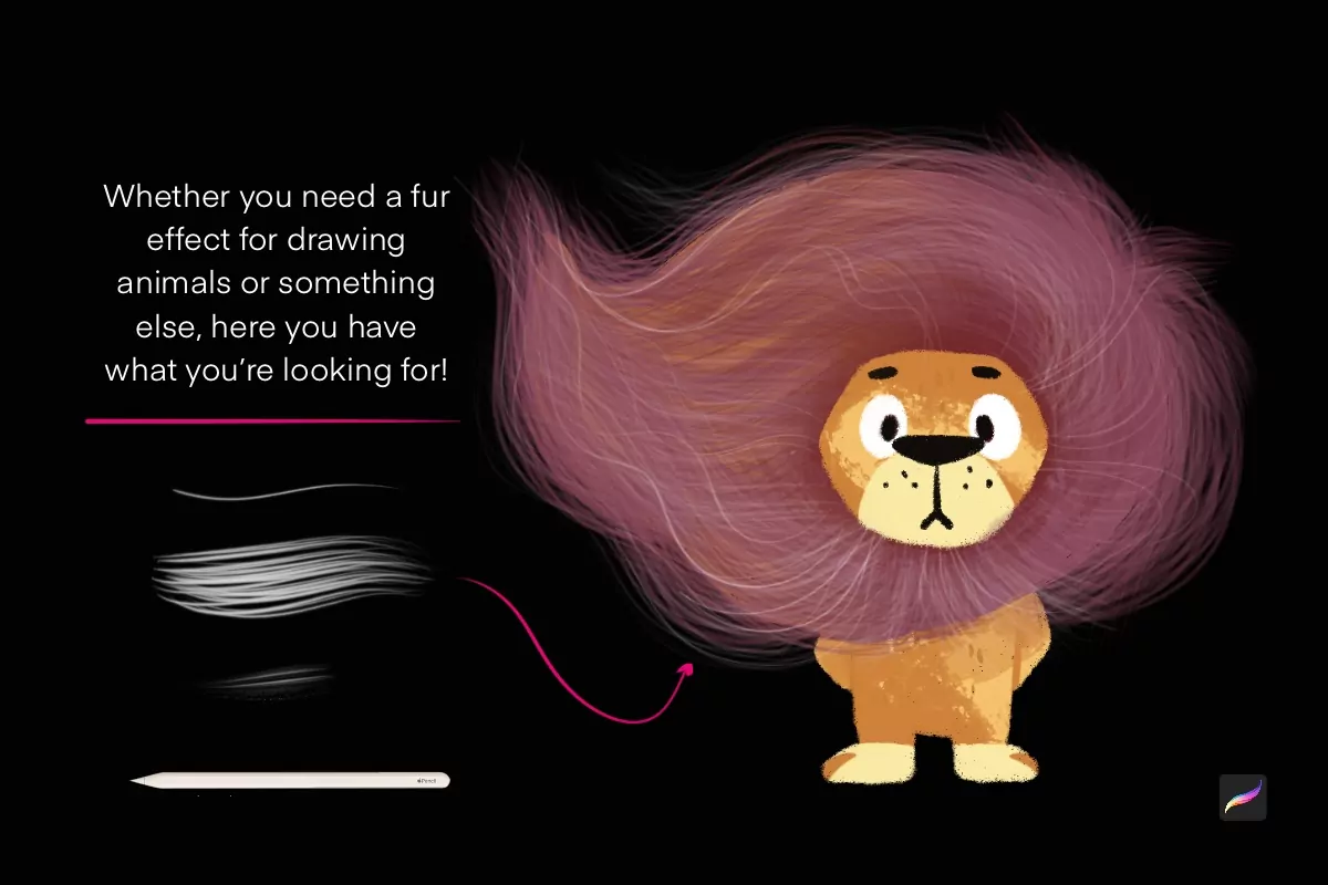Animal Fur Brushes for Procreate 4 animal fur brushes4