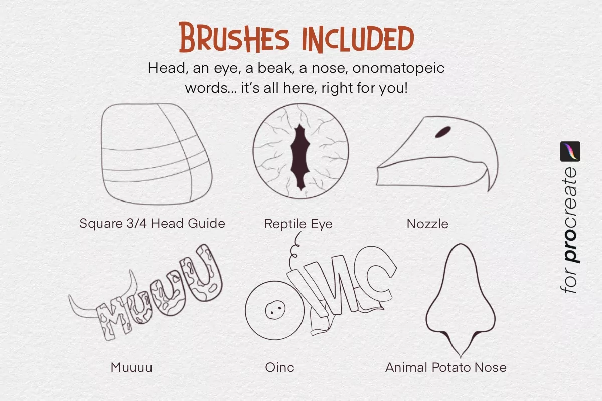 Cartoon Animals Characters Brush Set 6 cartoon animals characters brush set5