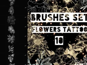 cover image 10 brushes set of flowers tattoo