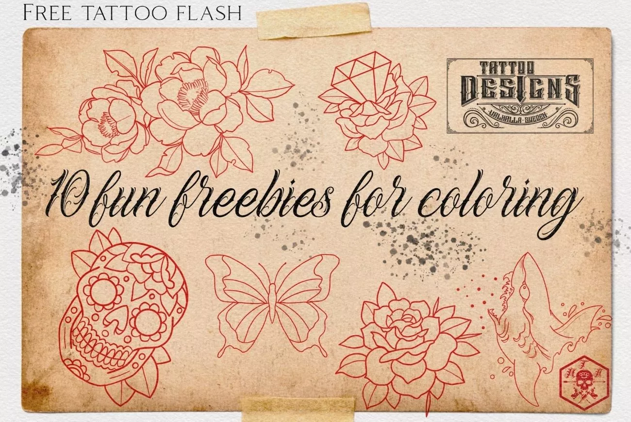10 Free Tattoo Coloring Projects