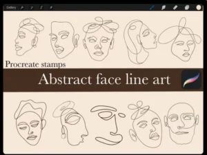 cover image 10 procreate abstract face line art stamps