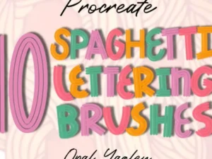 cover image 10 procreate spaghetti lettering brushes
