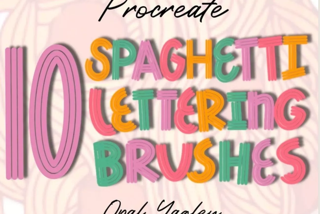 10 Procreate Spaghetti Lettering Brushes