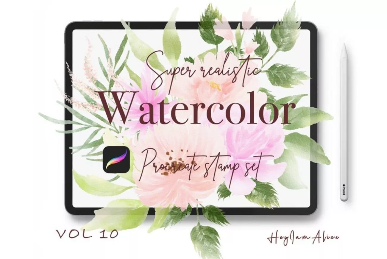 100 Floral Procreate Stamp Brushes Vol.10