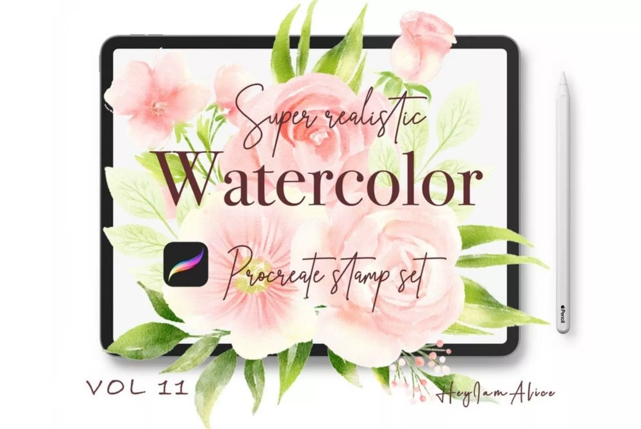 100 Floral Procreate Stamp Brushes Vol.11