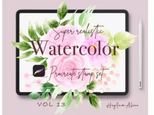 cover image 100 floral procreate stamp brushes vol13