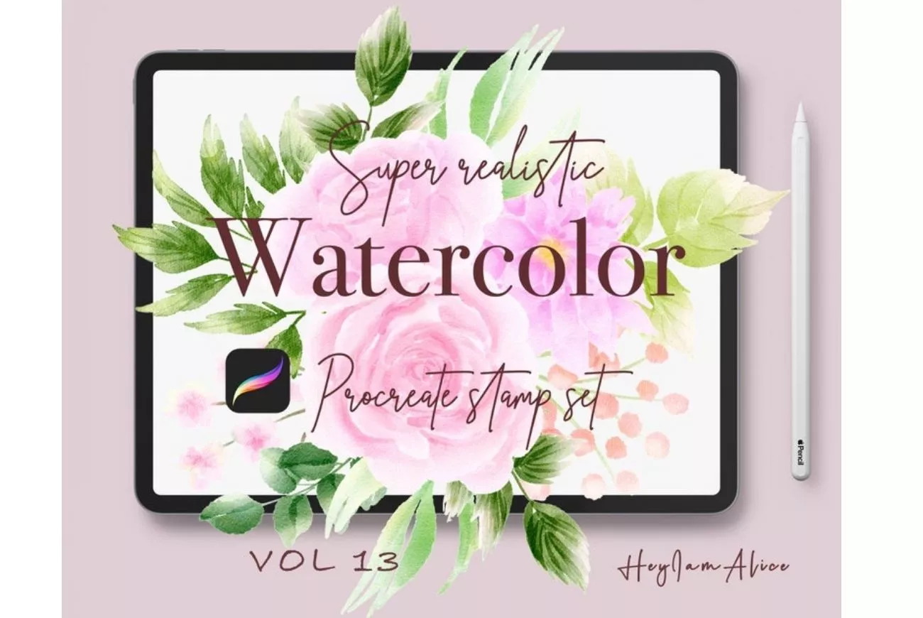 100 Floral Procreate Stamp Brushes Vol. 13