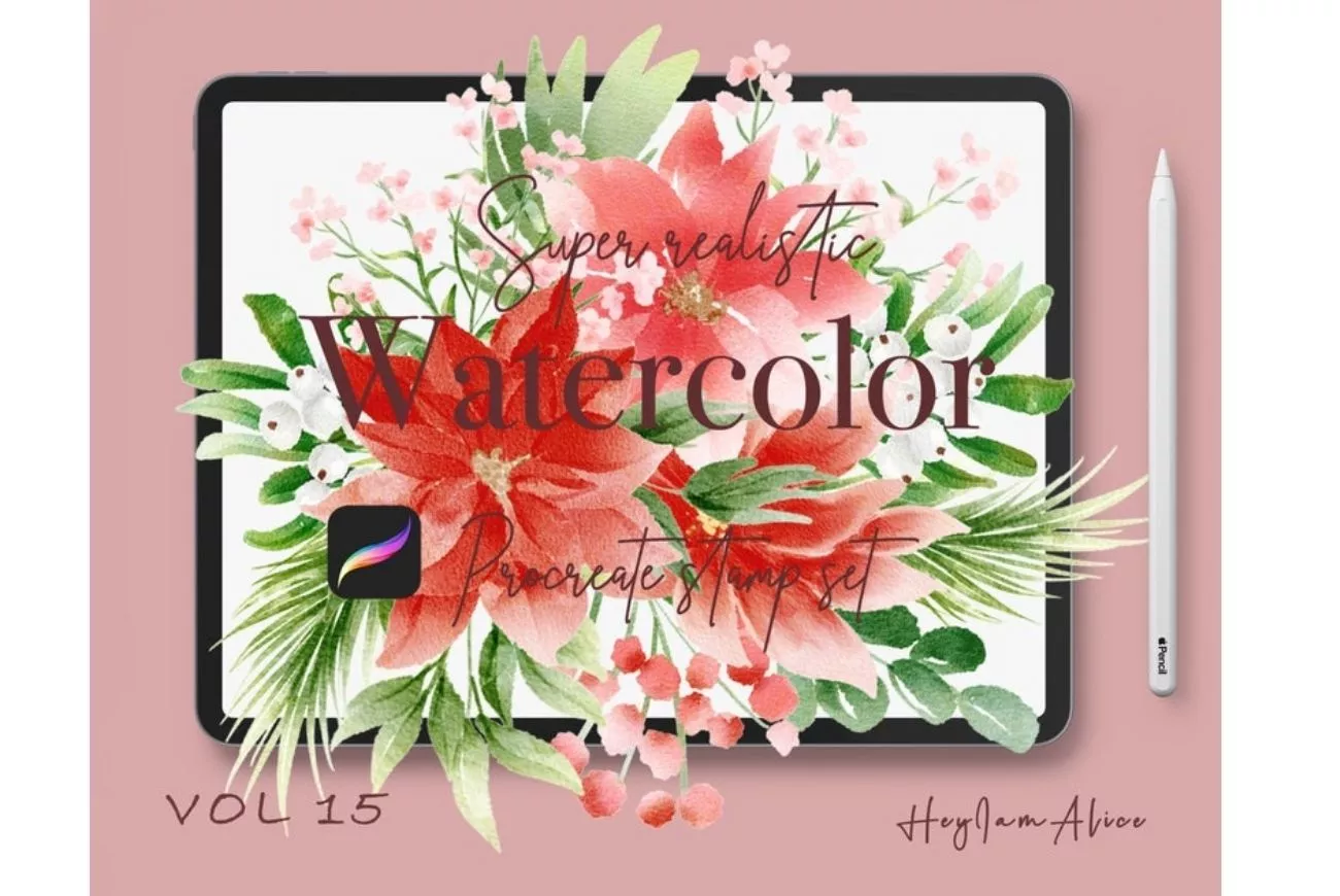 100 Floral Procreate Stamp Brushes Vol. 15