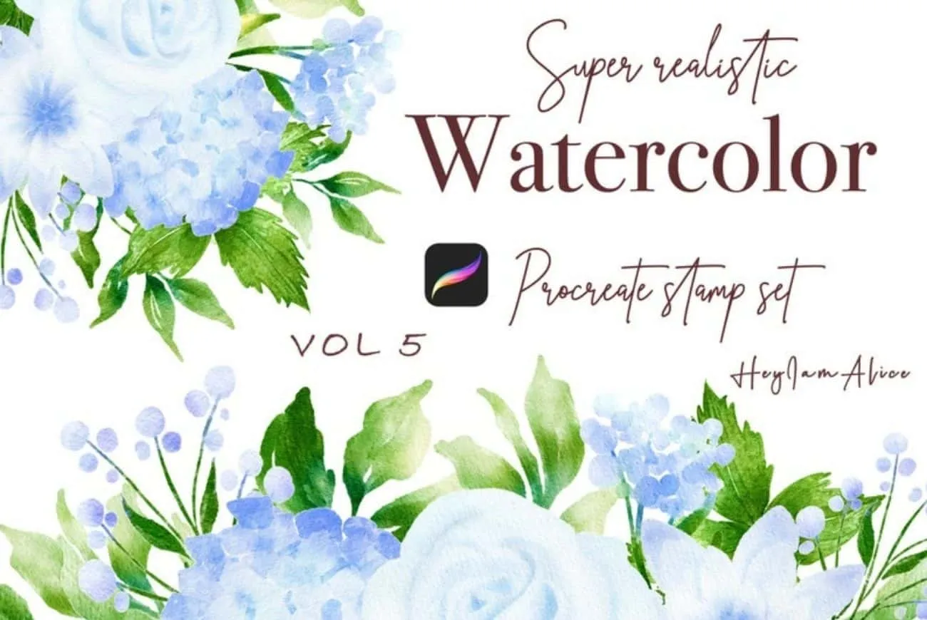 100 Floral Procreate Stamp Brushes Vol. 5
