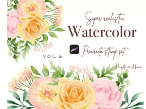 cover image 100 floral procreate stamp brushes vol6