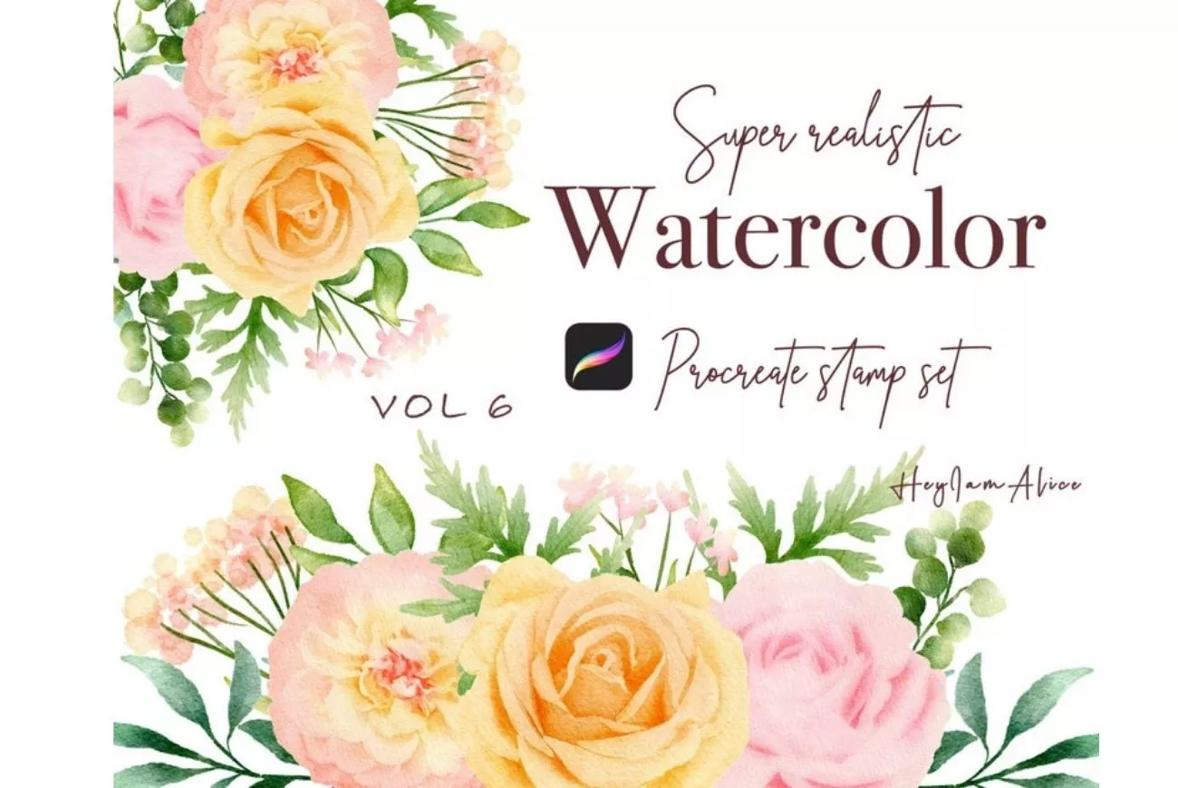 100 Floral Procreate Stamp Brushes Vol.6