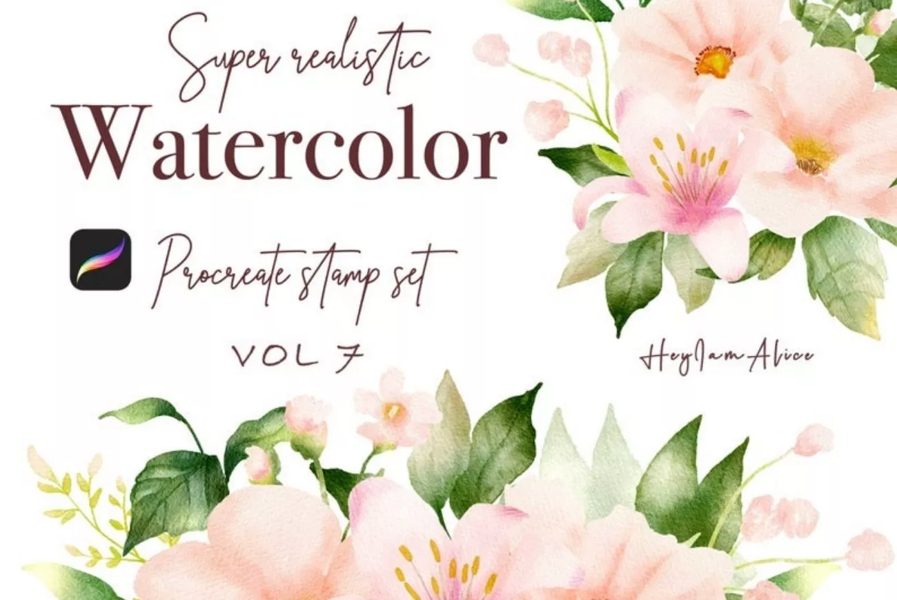 100 Floral Procreate Stamp Brushes Vol. 7