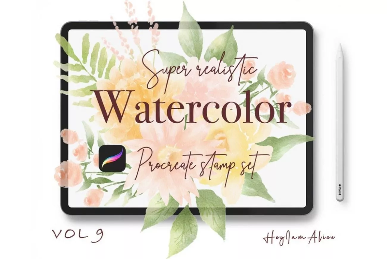 100 Floral Procreate Stamp Brushes Vol. 9