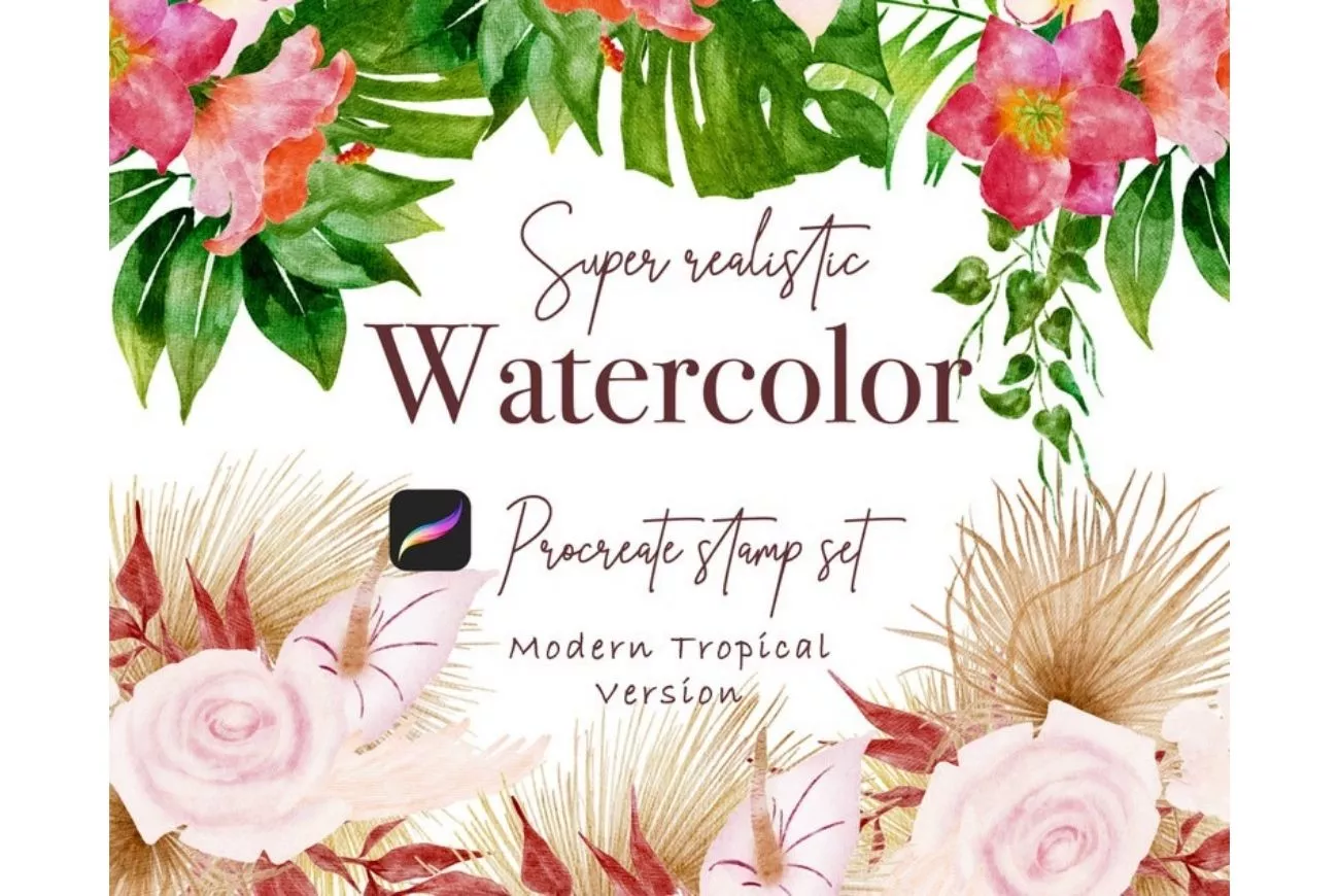 100 Modern Tropical Procreate Stamp Brushes