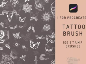 cover image 100 procreate tattoo brush bundle