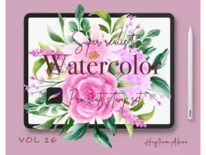 cover image 100floral procreate stamp brushes vol16