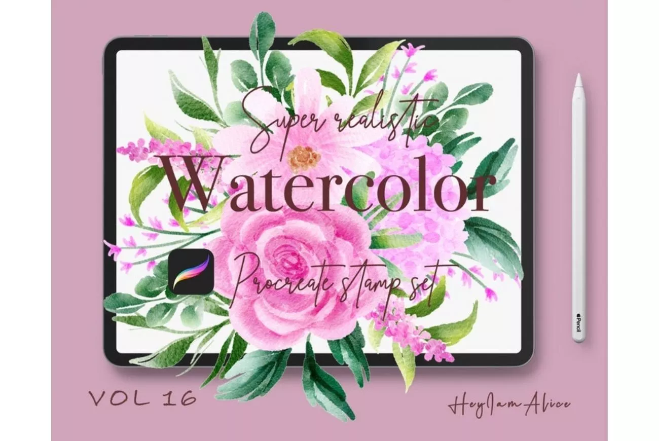 100 Floral Procreate Stamp Brushes Vol. 16