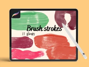 cover image 11 thick paint stroke stamps procreate