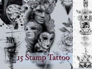 cover image 15 stamp tattoo brushes